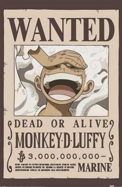 Poster One Piece Wanted Luffy 61x91 5cm PP2501058 | Yourdecoration.fr