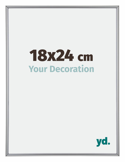 Annecy Plastique Cadre Photo 18x24cm Argent De Face Mesure | Yourdecoration.fr