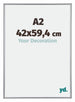 Annecy Plastique Cadre Photo 42x59 4cm A2 Argent De Face Mesure | Yourdecoration.fr