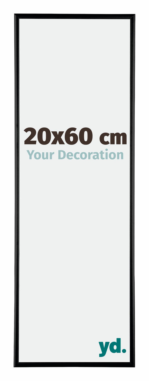 Austin Aluminium Cadre Photo 20x60cm Noir Brillant De Face Mesure | Yourdecoration.fr