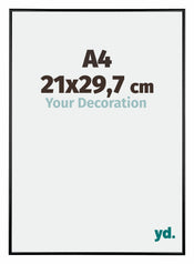 Austin Aluminium Cadre Photo 21x29 7cm A4 Noir Brillant De Face Mesure | Yourdecoration.fr