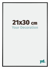 Austin Aluminium Cadre Photo 21x30cm Noir Brillant De Face Mesure | Yourdecoration.fr