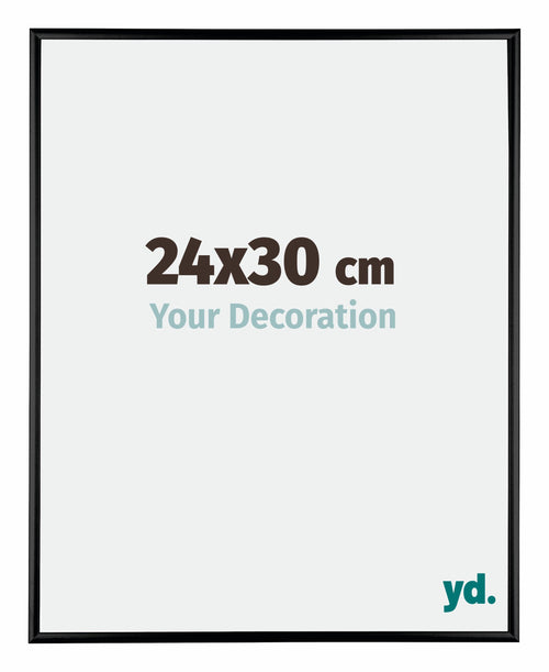 Austin Aluminium Cadre Photo 24x30cm Noir Brillant De Face Mesure | Yourdecoration.fr
