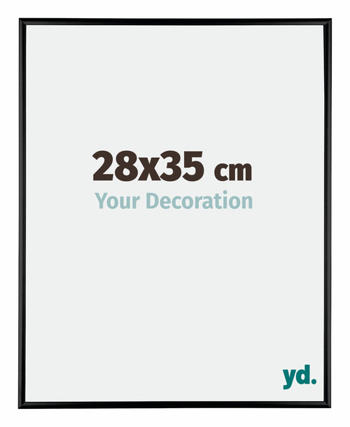Austin Aluminium Cadre Photo 28x35cm Noir Brillant De Face Mesure | Yourdecoration.fr