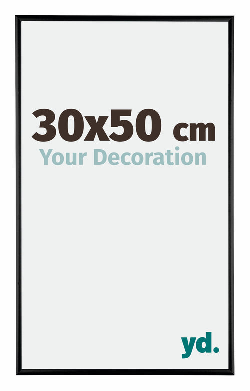 Austin Aluminium Cadre Photo 30x50cm Noir Brillant De Face Mesure | Yourdecoration.fr