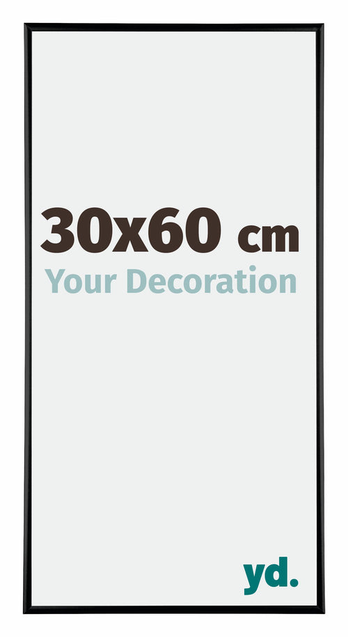 Austin Aluminium Cadre Photo 30x60cm Noir Brillant De Face Mesure | Yourdecoration.fr