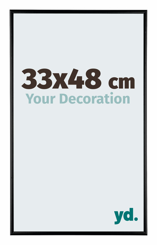 Austin Aluminium Cadre Photo 33x48cm Noir Brillant De Face Mesure | Yourdecoration.fr