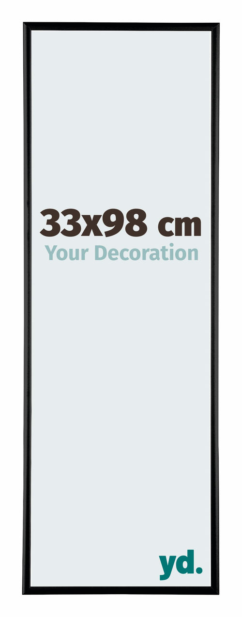 Austin Aluminium Cadre Photo 33x98cm Noir Brillant De Face Mesure | Yourdecoration.fr
