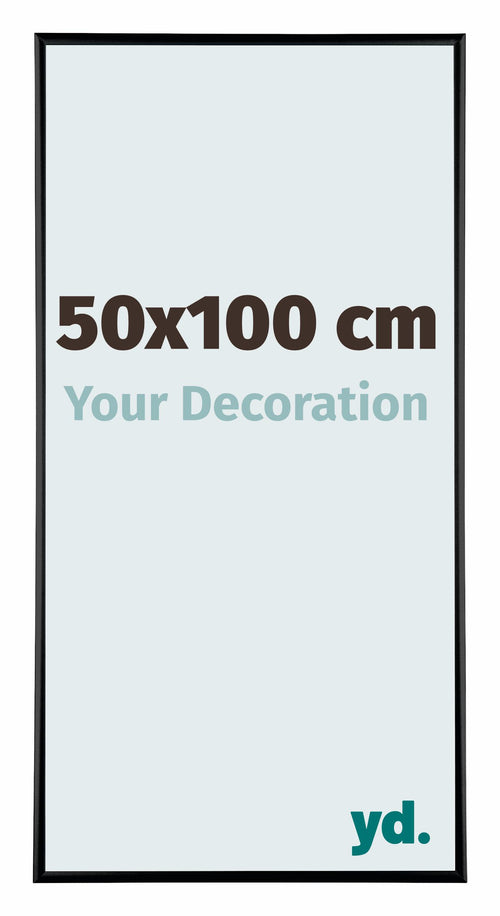 Austin Aluminium Cadre Photo 50x100cm Noir Brillant De Face Mesure | Yourdecoration.fr