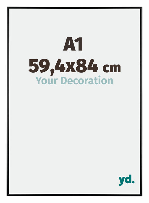 Austin Aluminium Cadre Photo 59 4x84cm A1 Noir Brillant De Face Mesure | Yourdecoration.fr