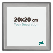 Birmingham Bois Cadre Photo 20x20cm Noir Argent Poli Mesure | Yourdecoration.fr