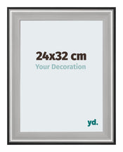 Birmingham Bois Cadre Photo 24x32cm Noir Argent Poli De Face Mesure | Yourdecoration.fr