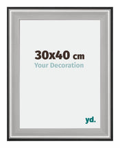 Birmingham Hout Cadre Photo 30x40cm Noir Argent Poli Mesure | Yourdecoration.fr