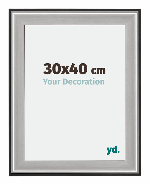 Birmingham Hout Cadre Photo 30x40cm Noir Argent Poli Mesure | Yourdecoration.fr