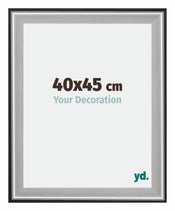 Birmingham Bois Cadre Photo 40x45cm Noir Argent Poli Mesure | Yourdecoration.fr