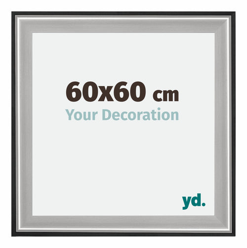 Birmingham Bois Cadre Photo 60x60cm Noir Argent Poli Mesure | Yourdecoration.fr