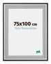 Birmingham Bois Cadre Photo 75x100cm Noir Argent Poli Mesure | Yourdecoration.fr