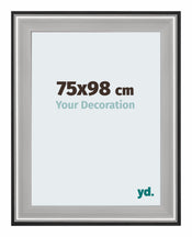 Birmingham Bois Cadre Photo 75x98cm Noir Argent Poli De Face Mesure | Yourdecoration.fr