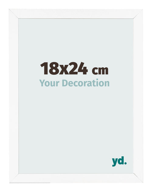 Cadre Photo 18x24 cm Blanc Mat MDF Bologna De Face Mesure | Yourdecoration.fr
