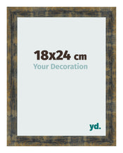 Cadre Photo 18x24cm Bleu Or Melange MDF Pisa De Face Mesure | Yourdecoration.fr