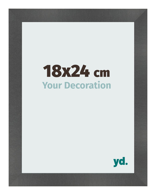Cadre Photo 18x24cm Noir Argent Poli MDF Pisa De Face Mesure | Yourdecoration.fr
