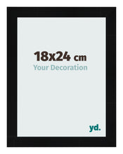 Cadre Photo 18x24cm Noir Argent Poli MDF Pisa De Face Mesure | Yourdecoration.fr