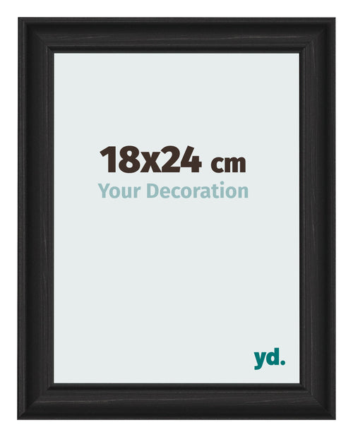Cadre Photo 18x24cm Noir Grain de Bois MDF Lazio De Face Mesure | Yourdecoration.fr