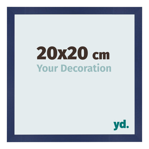 Cadre Photo 20x20cm Bleu Foncé Patiné MDF Bologna De Face Mesure | Yourdecoration.fr