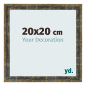 Cadre Photo 20x20cm Bleu Or Melange MDF Pisa De Face Mesure | Yourdecoration.fr