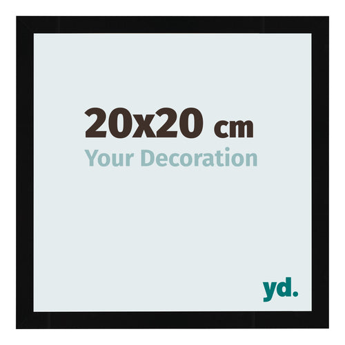 Cadre Photo 20x20cm Noir Brillant MDF Bologna De Face Mesure | Yourdecoration.fr