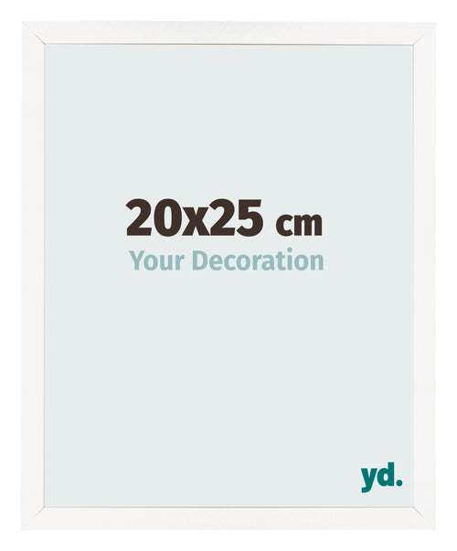Cadre Photo 20x25 cm Blanc Brillant MDF Bologna De Face Mesure | Yourdecoration.fr