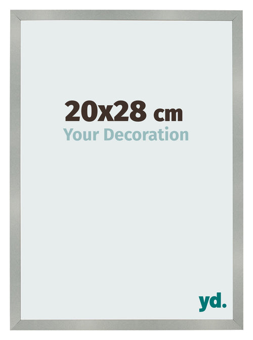 Cadre Photo 20x28cm Aluminium Brossé MDF Bologna De Face Mesure | Yourdecoration.fr