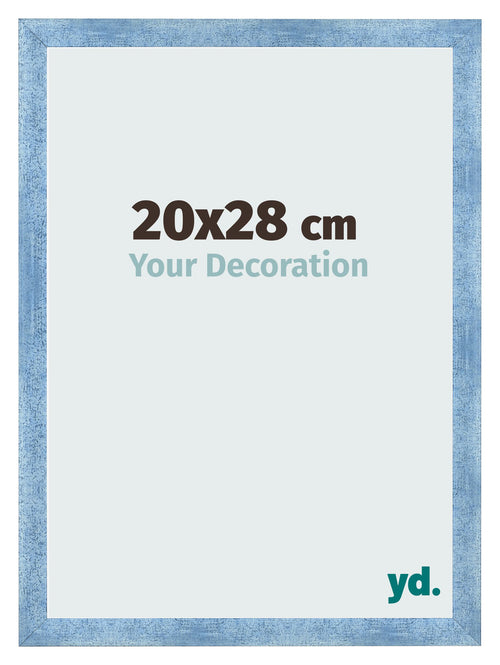 Cadre Photo 20x28cm Bleu Brillant Patine MDF Pisa De Face Mesure | Yourdecoration.fr