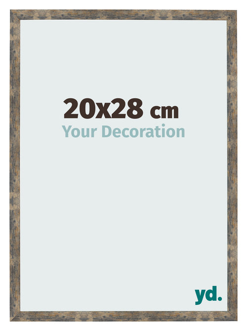 Cadre Photo 20x28cm Bleu Or Mélangé MDF Bologna De Face Mesure | Yourdecoration.fr