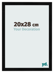 Cadre Photo 20x28cm Noir Argent Poli MDF Pisa De Face Mesure | Yourdecoration.fr