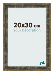 Cadre Photo 20x30cm Bleu Or Melange MDF Pisa De Face Mesure | Yourdecoration.fr