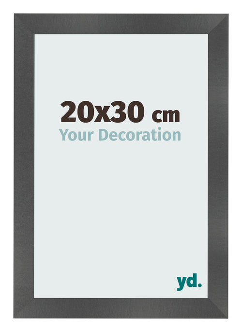 Cadre Photo 20x30cm Noir Argent Poli MDF Pisa De Face Mesure | Yourdecoration.fr