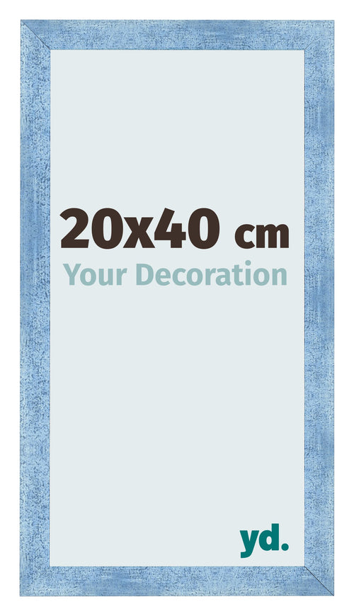 Cadre Photo 20x40cm Bleu Brillant Patine MDF Pisa De Face Mesure | Yourdecoration.fr