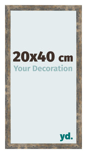 Cadre Photo 20x40cm Bleu Or Mélangé MDF Bologna De Face Mesure | Yourdecoration.fr