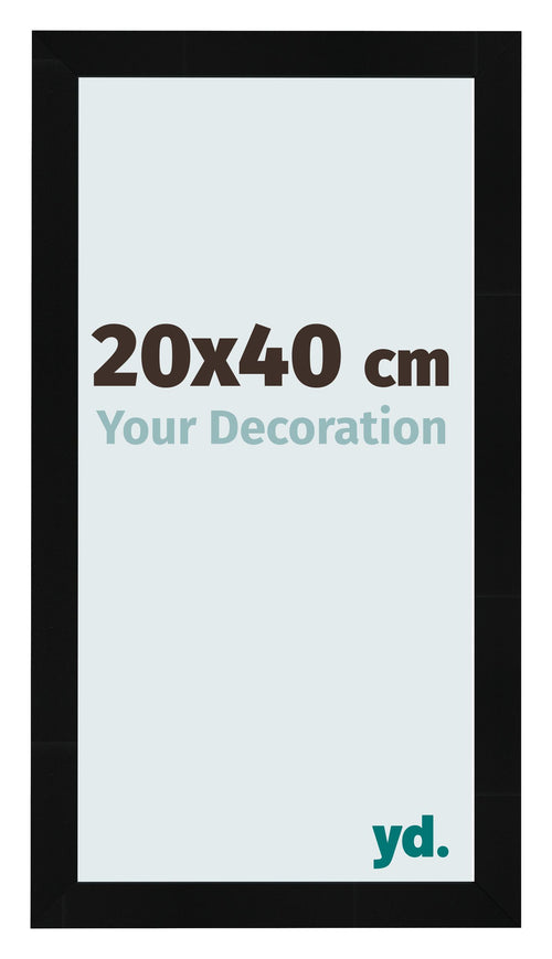 Cadre Photo 20x40cm Noir Argent Poli MDF Pisa De Face Mesure | Yourdecoration.fr