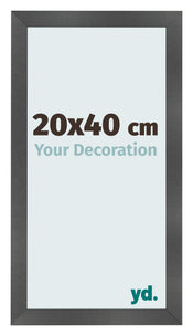 Cadre Photo 20x40cm Noir Argent Poli MDF Pisa De Face Mesure | Yourdecoration.fr