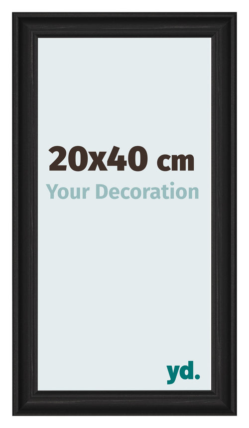 Cadre Photo 20x40cm Noir Grain de Bois MDF Lazio De Face Mesure | Yourdecoration.fr