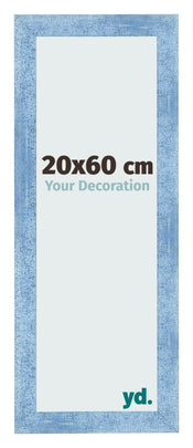 Cadre Photo 20x60cm Bleu Brillant Patine MDF Pisa De Face Mesure | Yourdecoration.fr