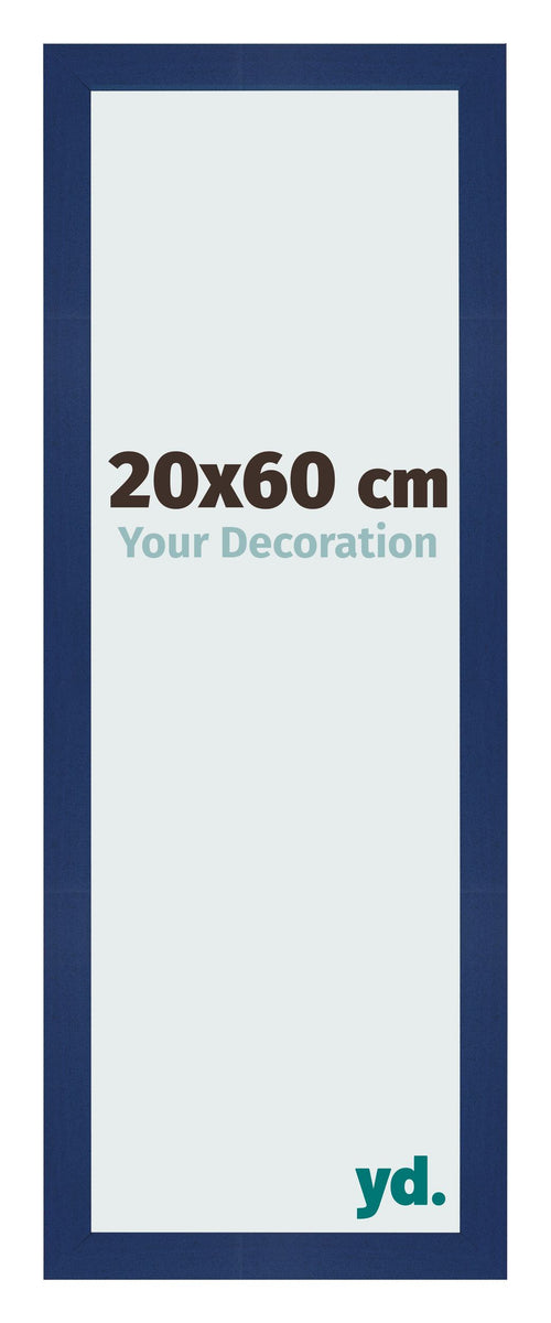 Cadre Photo 20x60cm Bleu Foncé Patiné MDF Bologna De Face Mesure | Yourdecoration.fr