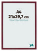 Cadre Photo 21x29 7 cm A4 Vin Rouge Patine MDF Bologna De Face Mesure | Yourdecoration.fr