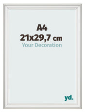 Cadre Photo 21x29 7cm A4 Blanc Patine MDF Lazio De Face Mesure | Yourdecoration.fr