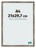Cadre Photo 21x29 7cm A4 Bleu Or Mélangé MDF Bologna De Face Mesure | Yourdecoration.fr