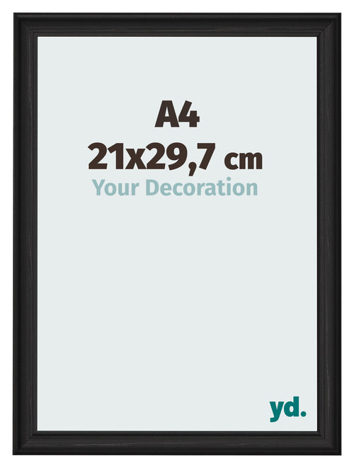 Cadre Photo 21x29 7cm A4 Noir Grain de Bois MDF Lazio De Face Mesure | Yourdecoration.fr