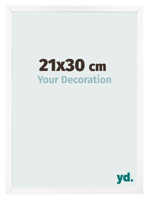 Cadre Photo 21x30 cm Blanc Mat MDF Bologna De Face Mesure | Yourdecoration.fr