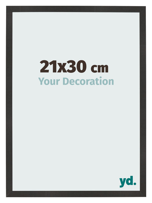 Cadre Photo 21x30 cm Noir Mat MDF Bologna De Face Mesure | Yourdecoration.fr